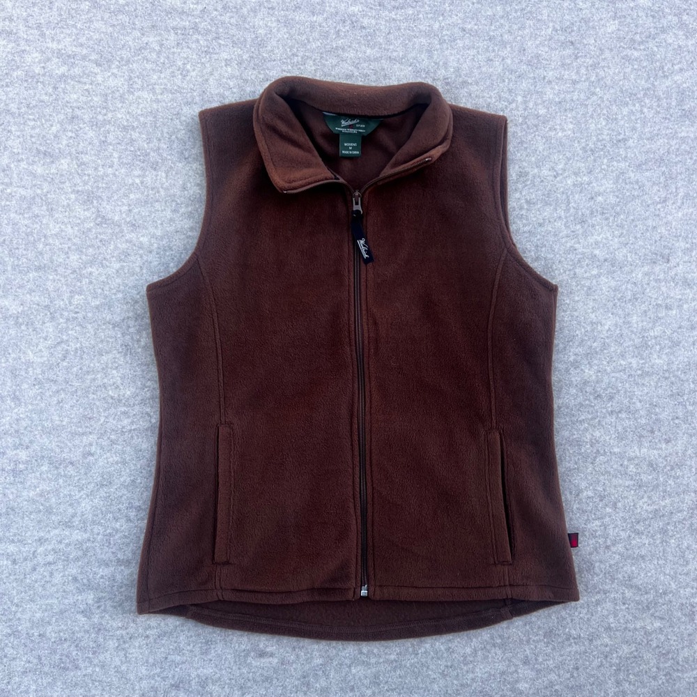 Woolrich Full Zip Fleece Vest Womens Medium Bridle Brown Outdoor Layering